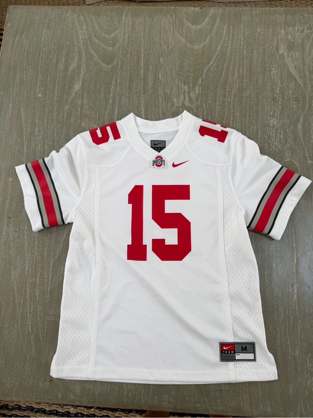 Nike Youth White and Red #15 Ohio State Football, Size M